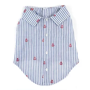 Navy Stripe Anchor Woven Dog Shirt 2XL