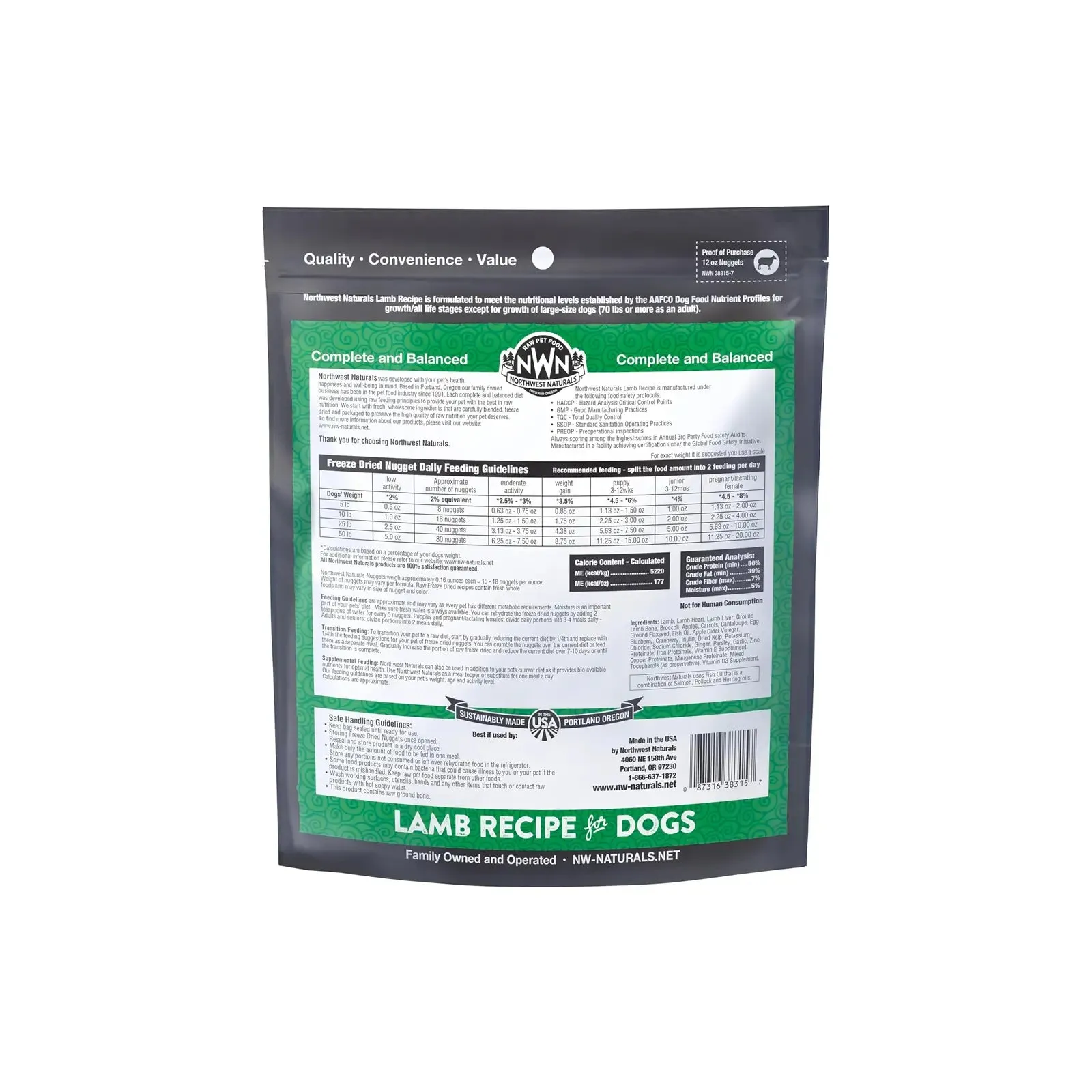 Northwest Naturals Freeze Dried Diets for Dogs - Lamb Recipe