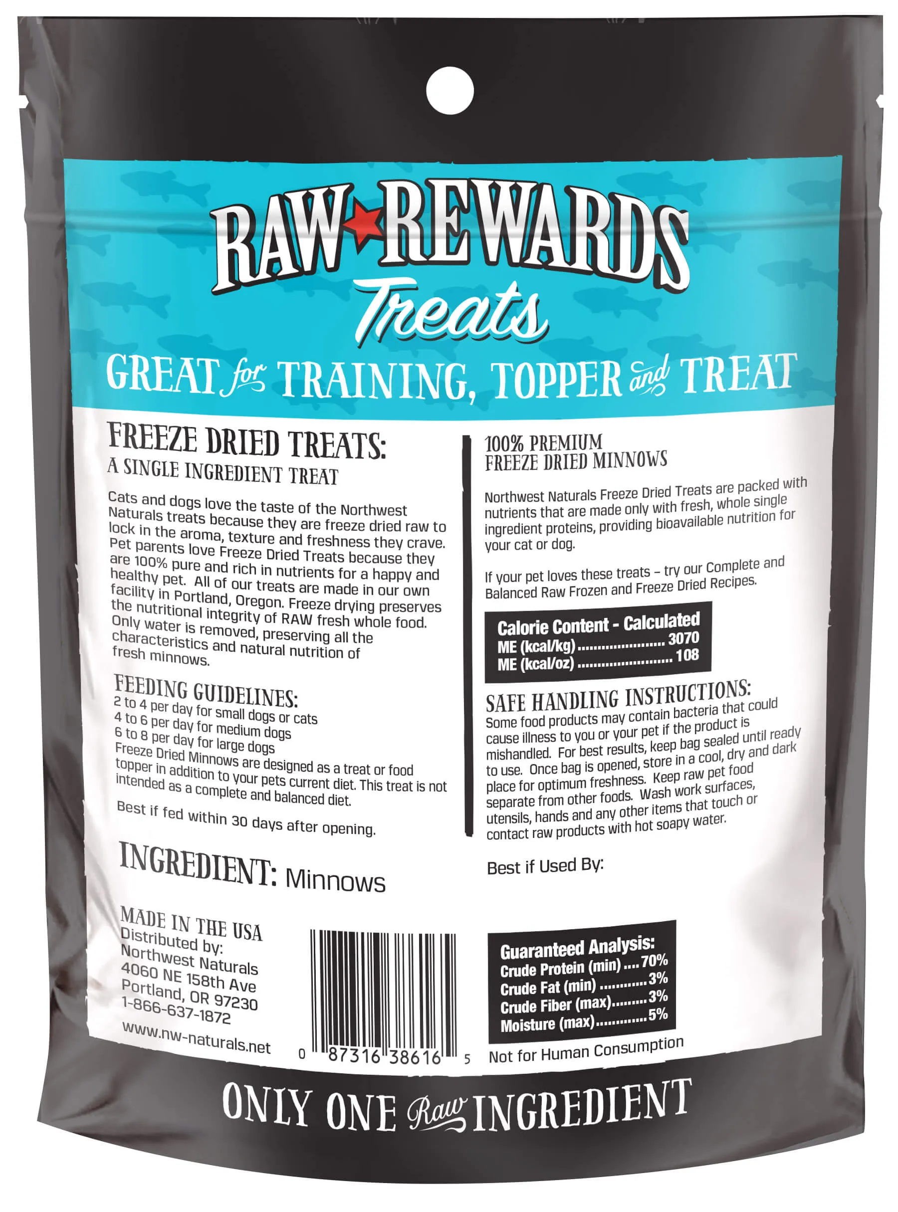 Northwest Naturals Raw Rewards Freeze-Dried Minnows Treats for Cats & Dogs