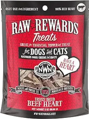 Northwest Naturals Raw Rewards Freeze-Dried Raw Beef Heart Treats for Cats & Dogs