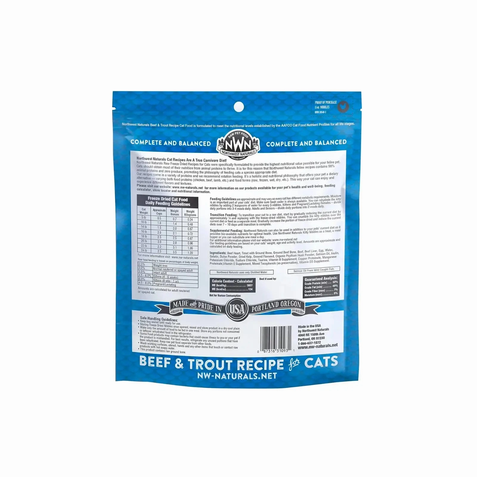 Northwest Naturals - Freeze Dried Diets For Cats - Beef & Trout Recipe