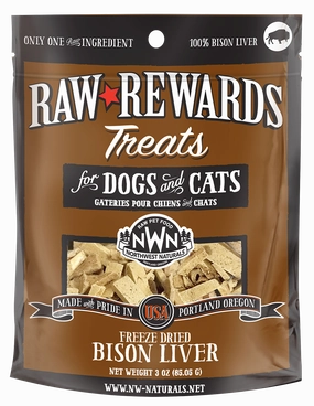 Northwest Naturals Raw Rewards Freeze-Dried Raw Bison Liver Treats for Cats & Dogs