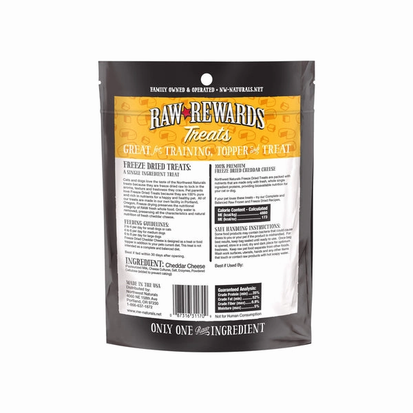 Northwest Naturals Raw Rewards Freeze-Dried Raw Cheddar Cheese Treats for Cats & Dogs