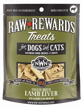 Northwest Naturals Raw Rewards Freeze-Dried Raw Lamb Liver Treats for Cats & Dogs