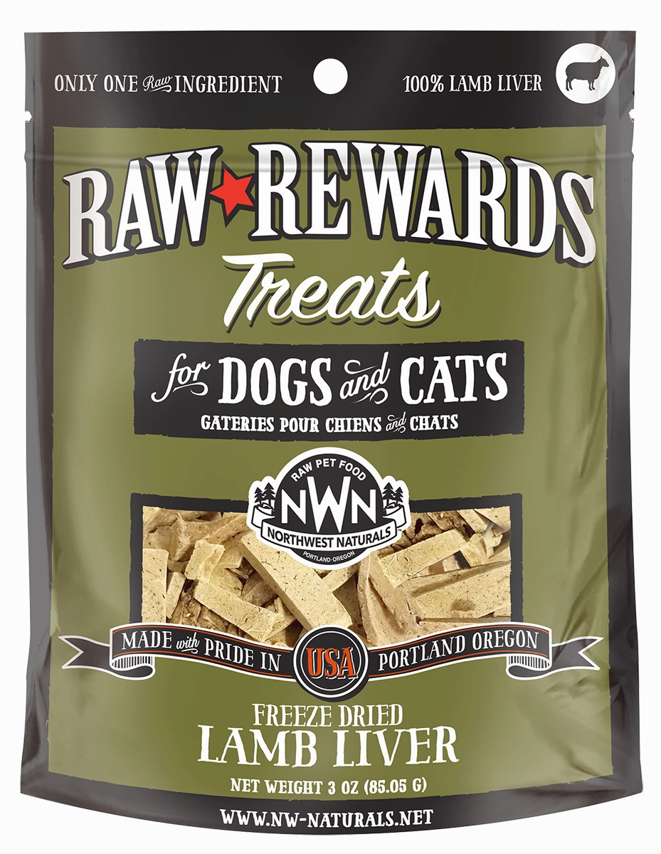 Northwest Naturals Raw Rewards Freeze-Dried Raw Lamb Liver Treats for Cats & Dogs
