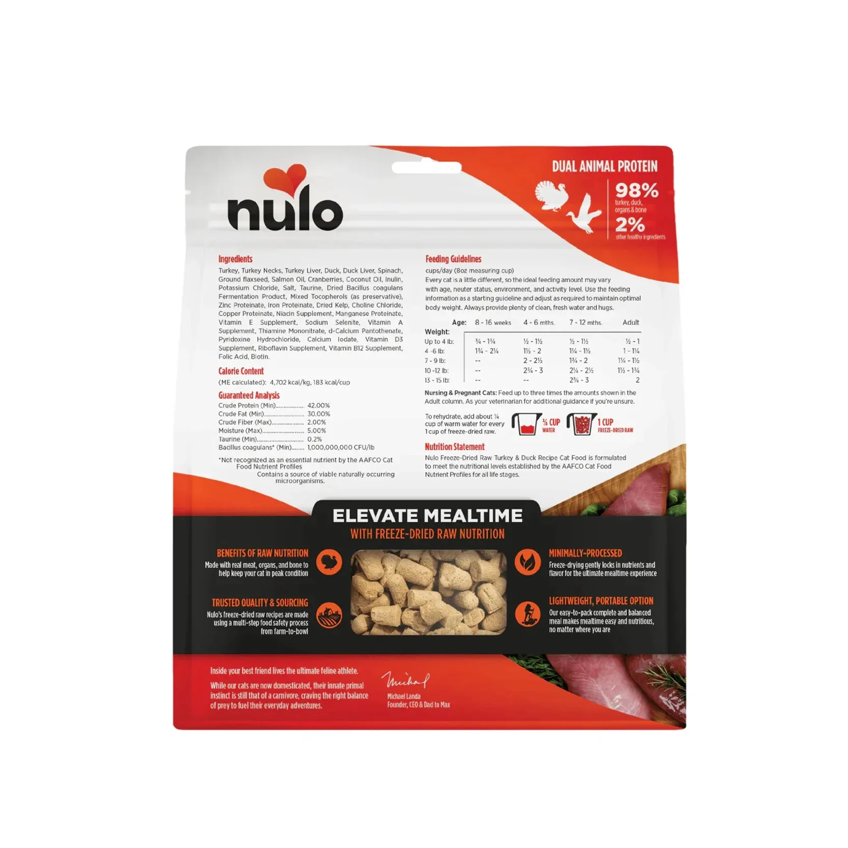 Nulo Freeze-Dried Raw Cat Food - Turkey & Duck Recipe