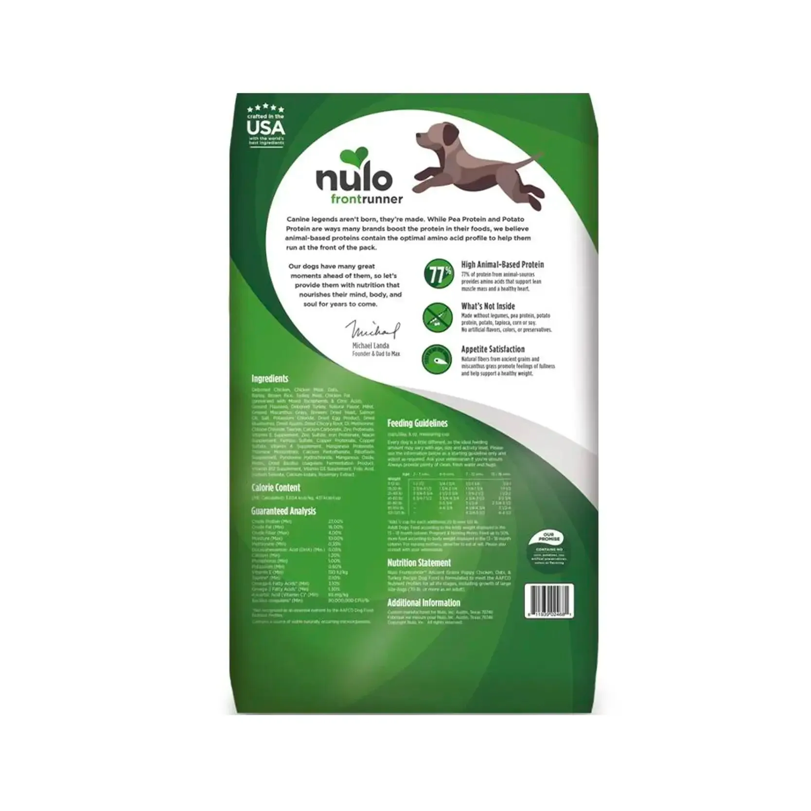Nulo Frontrunner High-Meat Kibble for Puppies - chicken, oats & turkey recipe