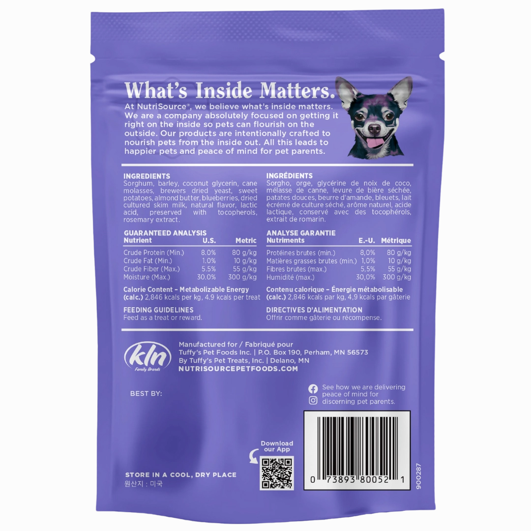 NutriSource Nutty Butter Bites Almond Butter & Blueberry Dog Treats