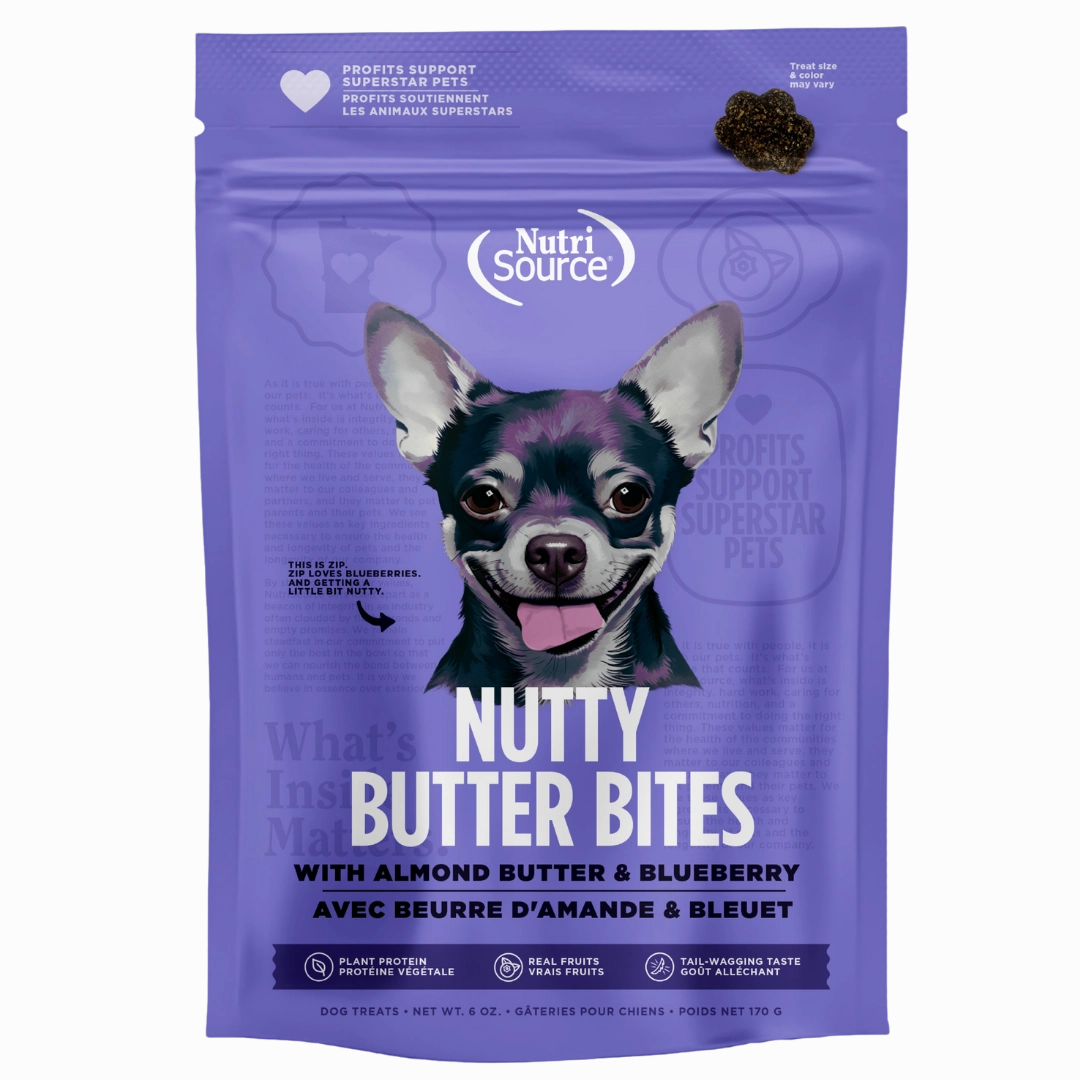 NutriSource Nutty Butter Bites Almond Butter & Blueberry Dog Treats