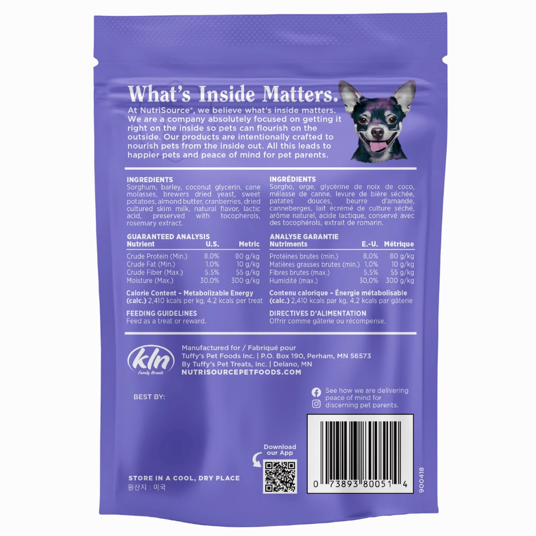 NutriSource Nutty Butter Bites Almond Butter & Cranberry Dog Treats