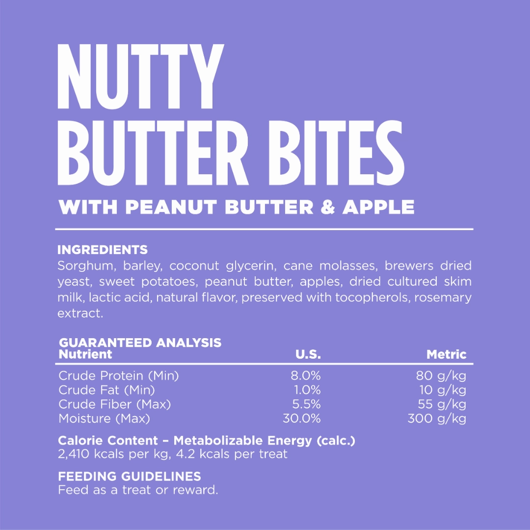 NutriSource Nutty Butter Bites Peanut Butter & Apple Dog Treats