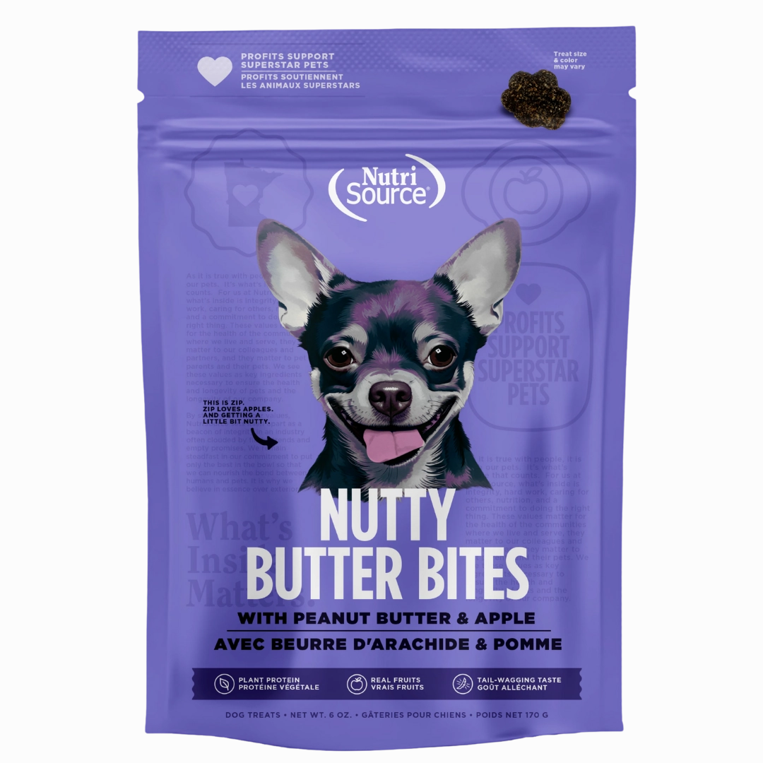 NutriSource Nutty Butter Bites Peanut Butter & Apple Dog Treats