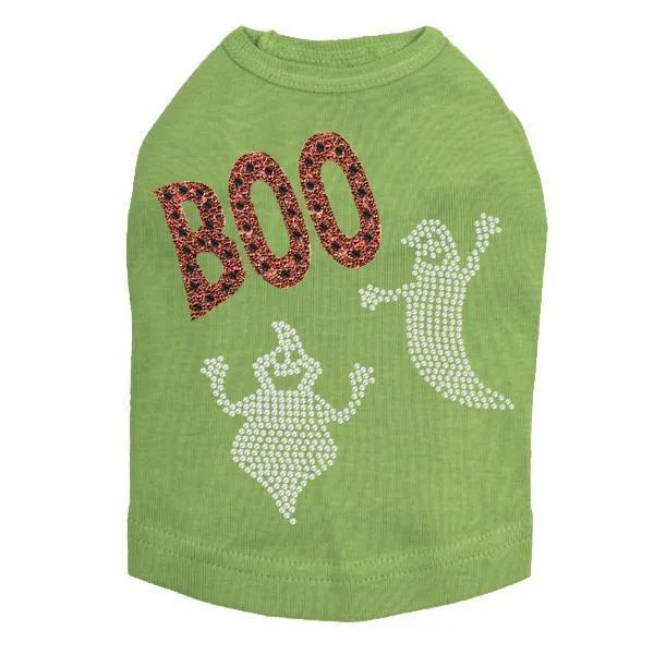 Orange Glitter Boo With Rhinestone Ghost Dog Tank