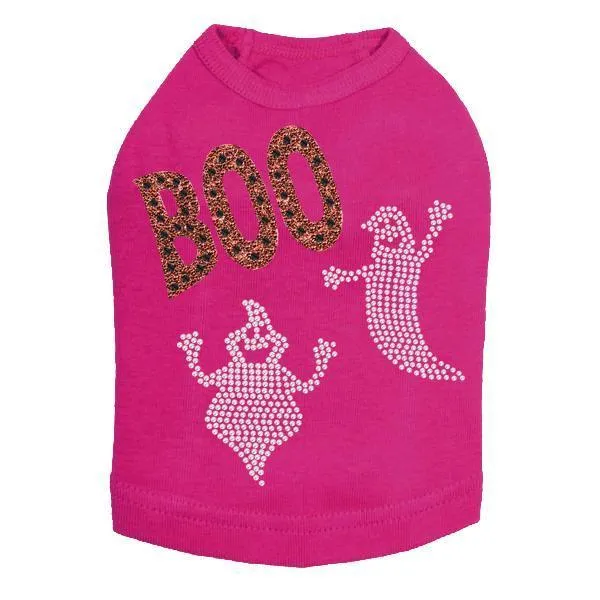 Orange Glitter Boo With Rhinestone Ghost Dog Tank