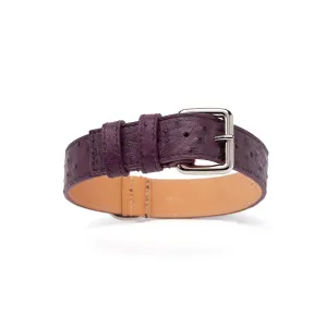 Ostrich Leather Dog Collar Grape