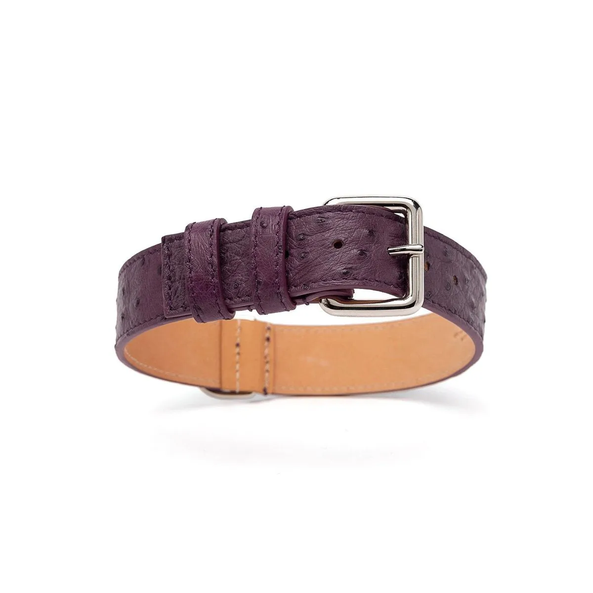 Ostrich Leather Dog Collar Grape