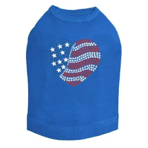 Patriotic Heart #2 Rhinestone Dog Tank