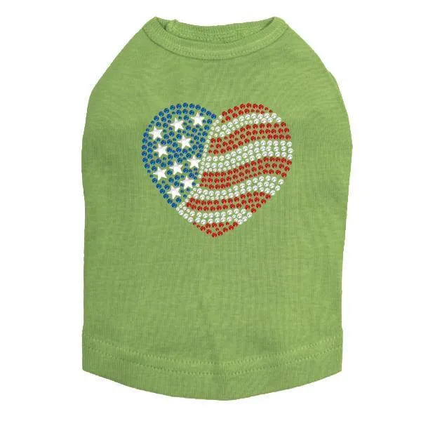 Patriotic Heart #2 Rhinestone Dog Tank
