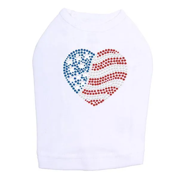 Patriotic Heart #2 Rhinestone Dog Tank