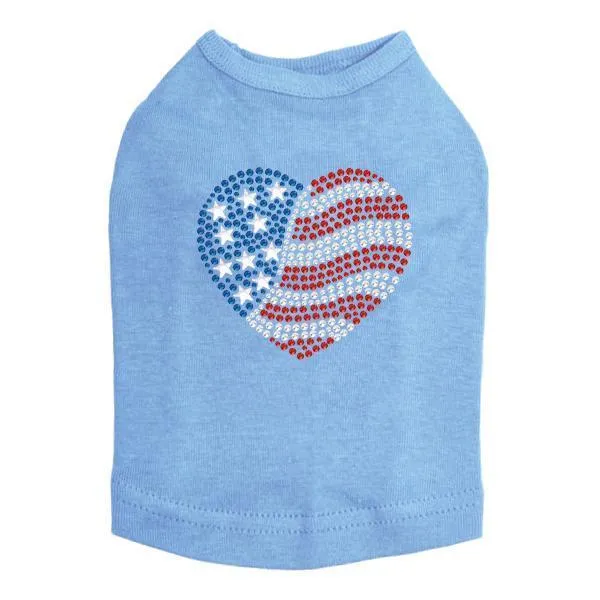 Patriotic Heart #2 Rhinestone Dog Tank