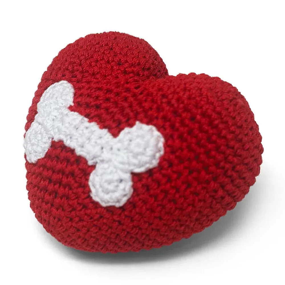Pawer Squeaky Bone Heart Dog Toy