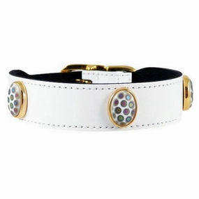 Peacock Collection Dog Collar White Patent
