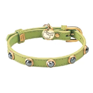 Pebbies Green/Hematite Dog Collar