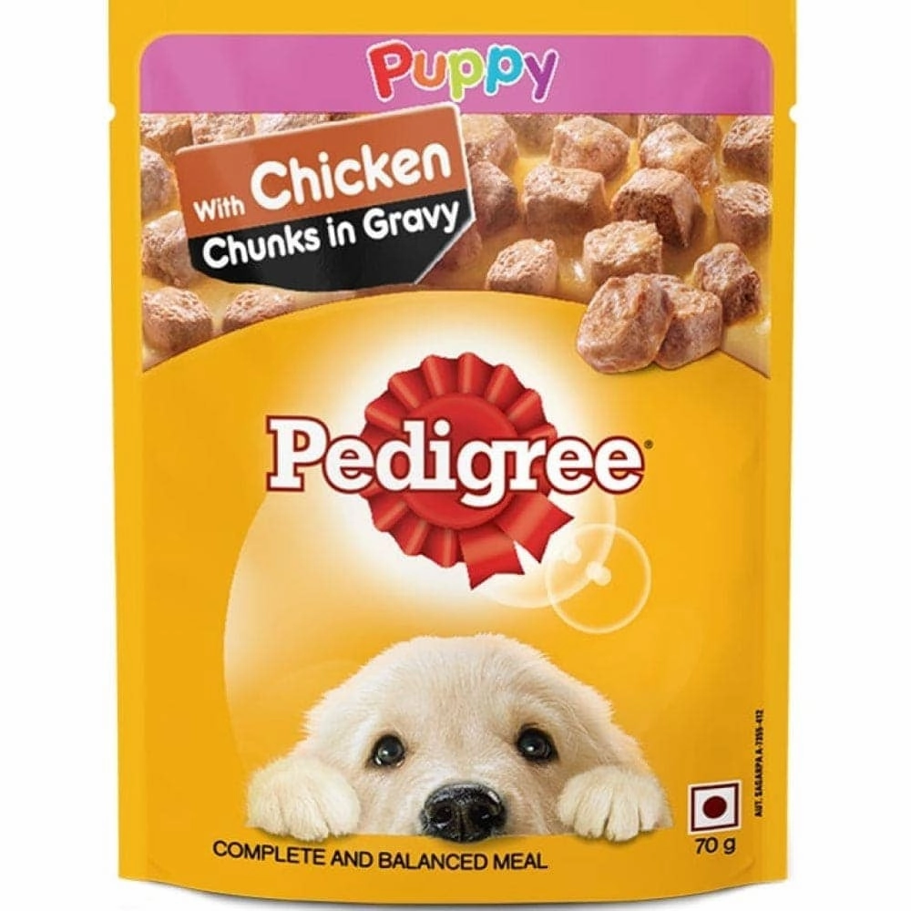 Pedigree Chicken and Milk Dry and Chicken Chunks in Gravy Wet Puppy Food Combo