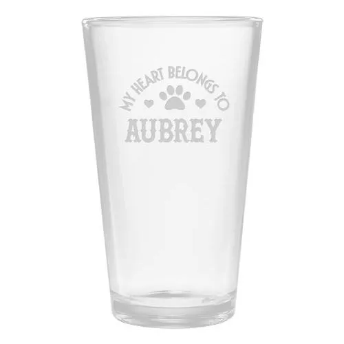 Personalized My Heart Belongs Pint Glasses, Set Of 4
