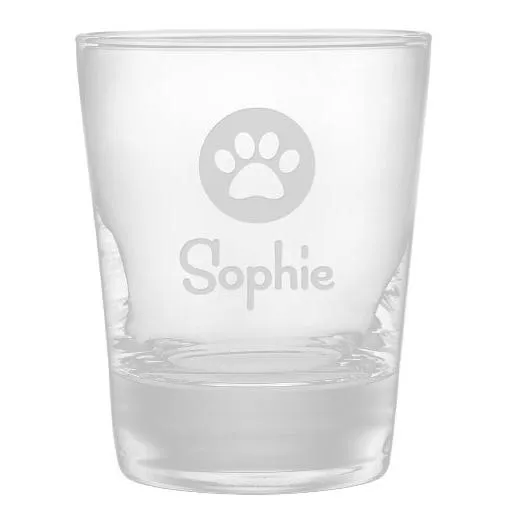 Personalized Paw Print Double Old Fashioned Glasses, Set Of 4