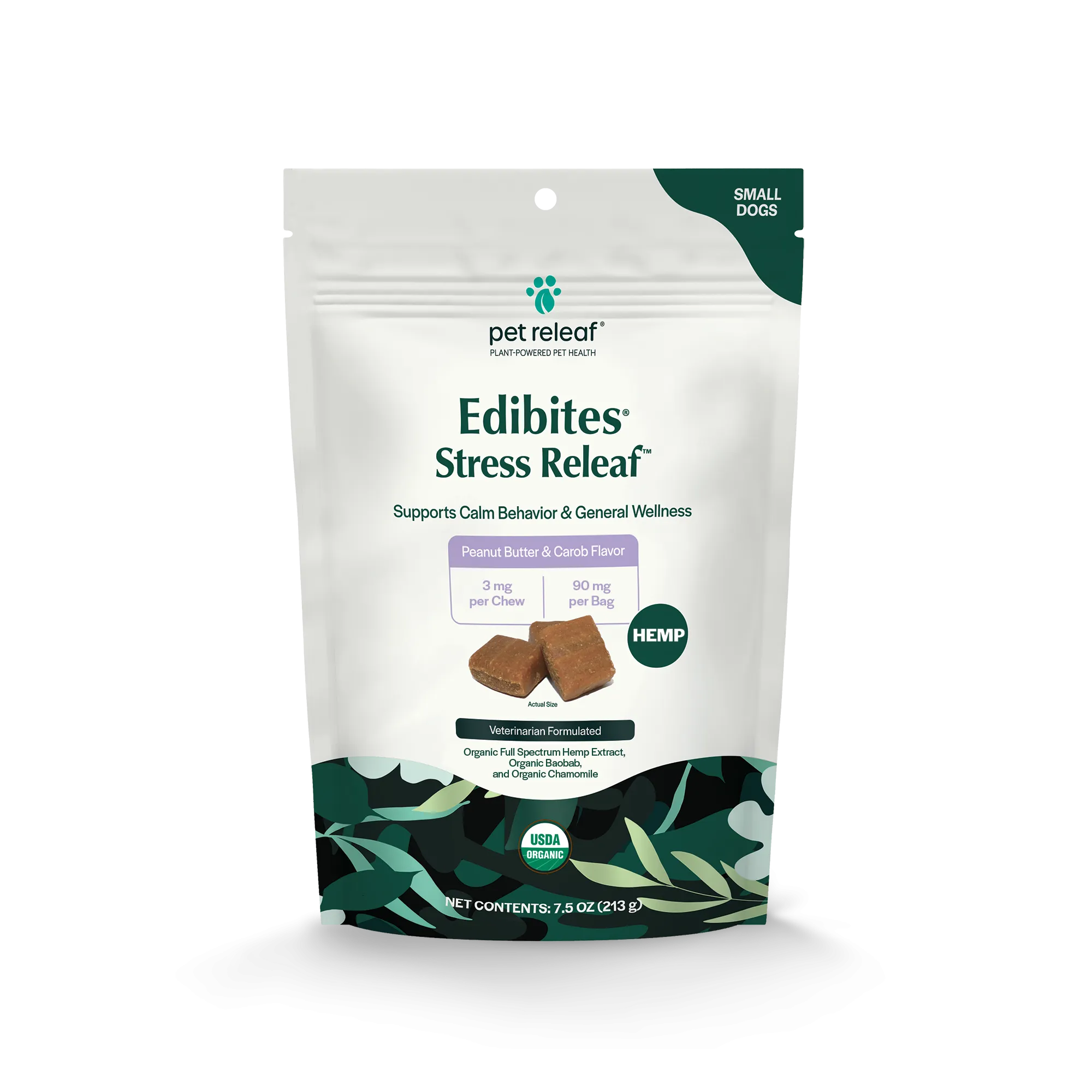 Pet Releaf Stress Releaf Edibites Peanut Butter & Carob Flavor for Small Dogs