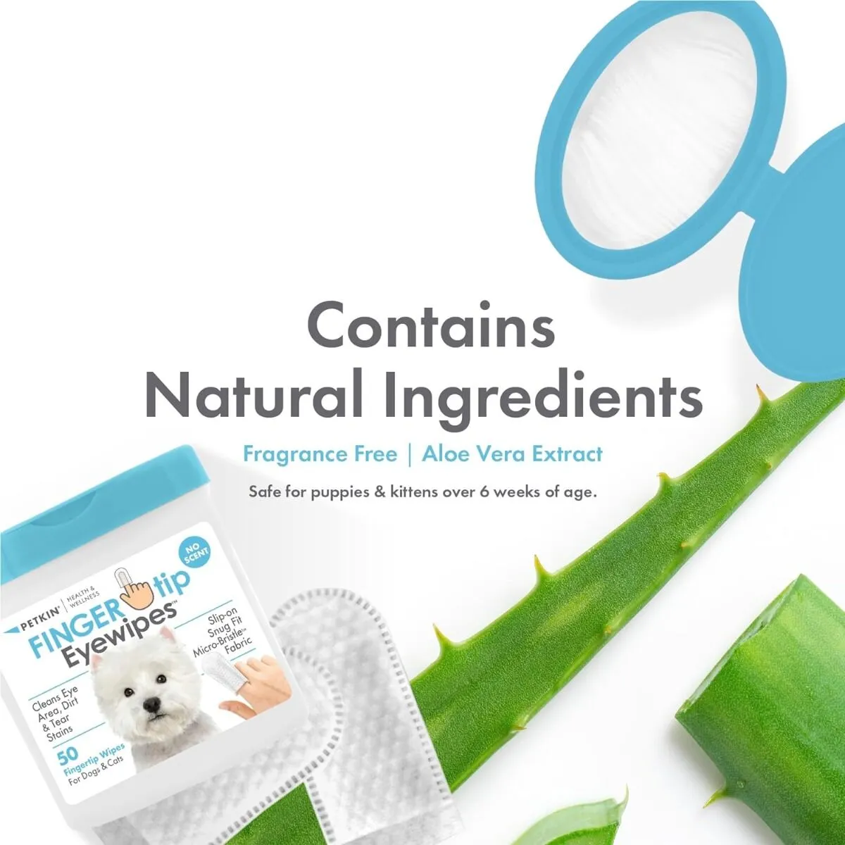 Petkin - Fingertip Eye Wipes (for Dogs and Cats) 50's
