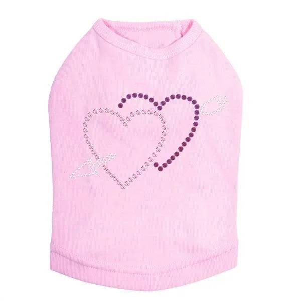 Pink And Purple Hearts With Arrow Rhinestone Dog Tank