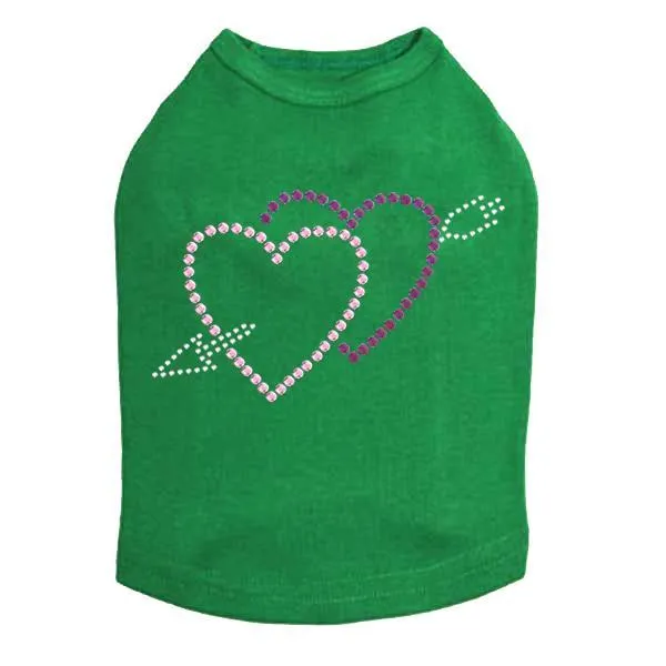 Pink And Purple Hearts With Arrow Rhinestone Dog Tank
