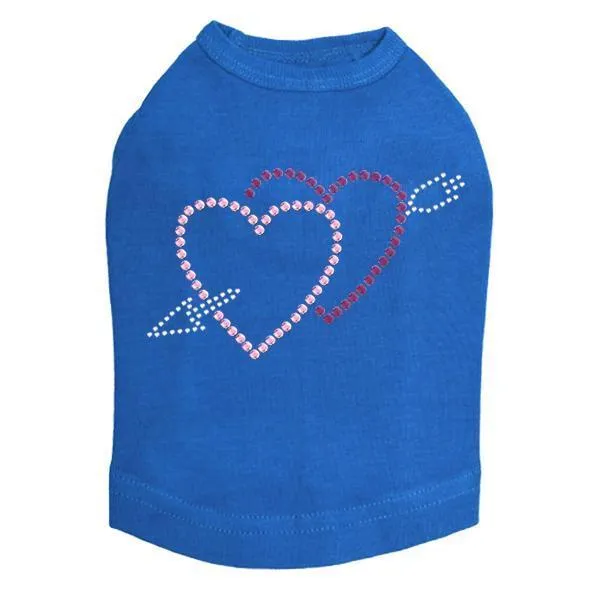 Pink And Purple Hearts With Arrow Rhinestone Dog Tank