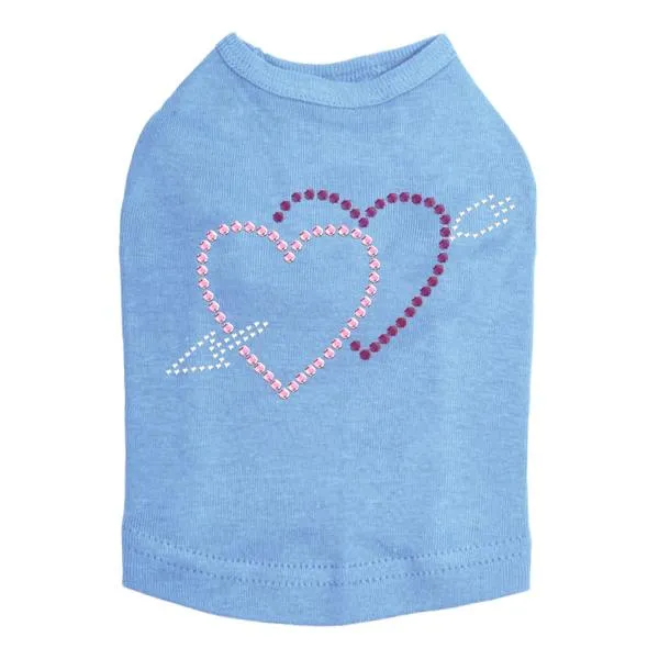 Pink And Purple Hearts With Arrow Rhinestone Dog Tank