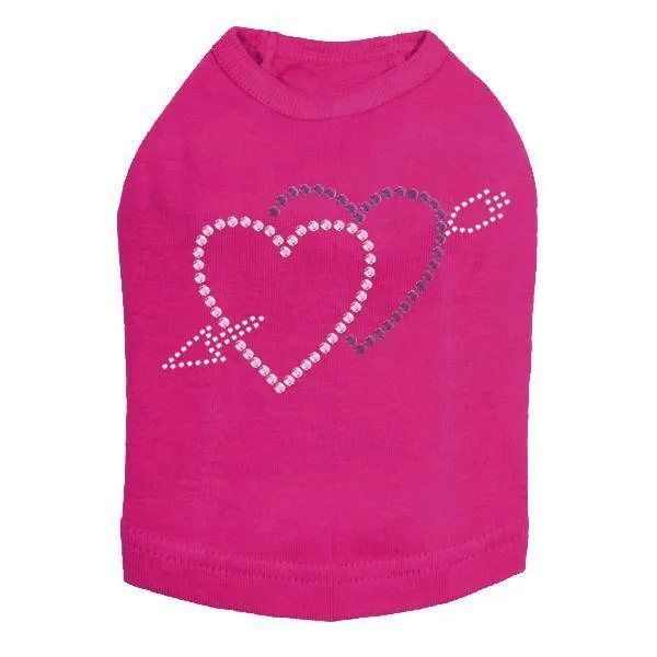 Pink And Purple Hearts With Arrow Rhinestone Dog Tank
