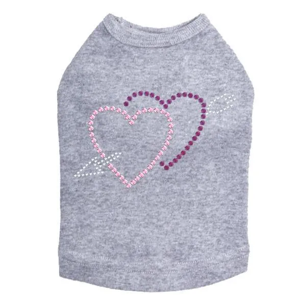 Pink And Purple Hearts With Arrow Rhinestone Dog Tank