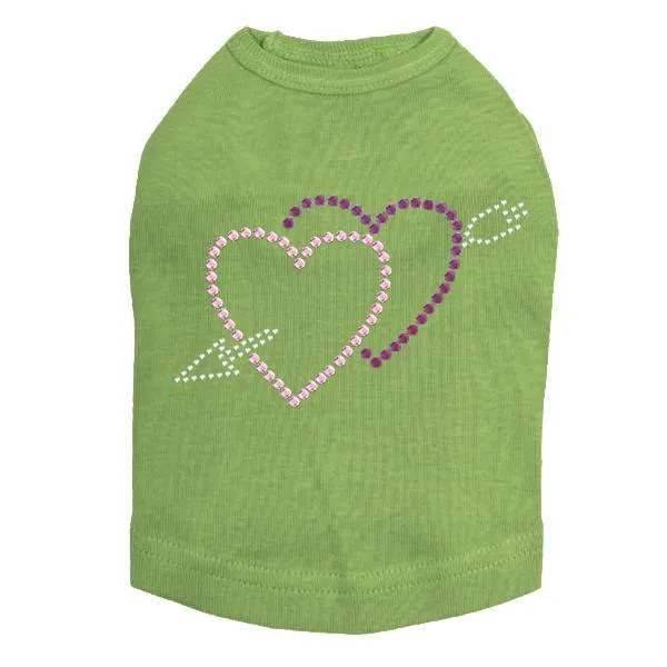 Pink And Purple Hearts With Arrow Rhinestone Dog Tank