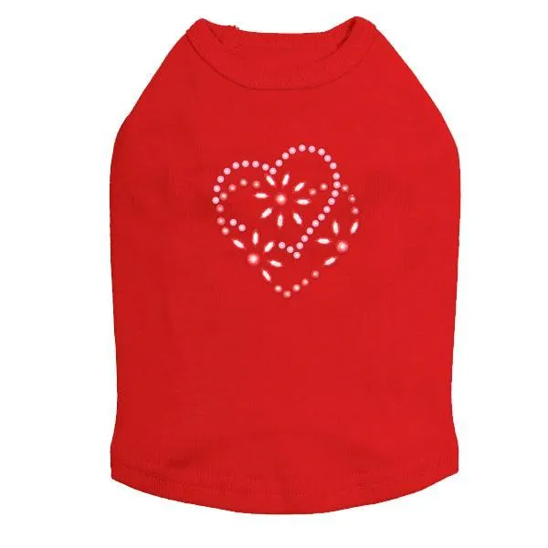 Pink And Red Flower Heart Rhinestone Dog Tank