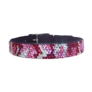 Pink Camouflage Crystal Dog Collar