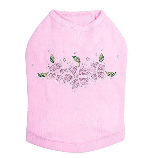 Pink Flowers Rhinestone Dog Tank