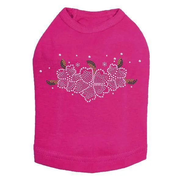 Pink Flowers Rhinestone Dog Tank