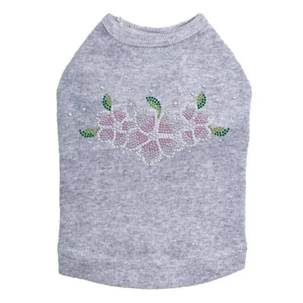 Pink Flowers Rhinestone Dog Tank