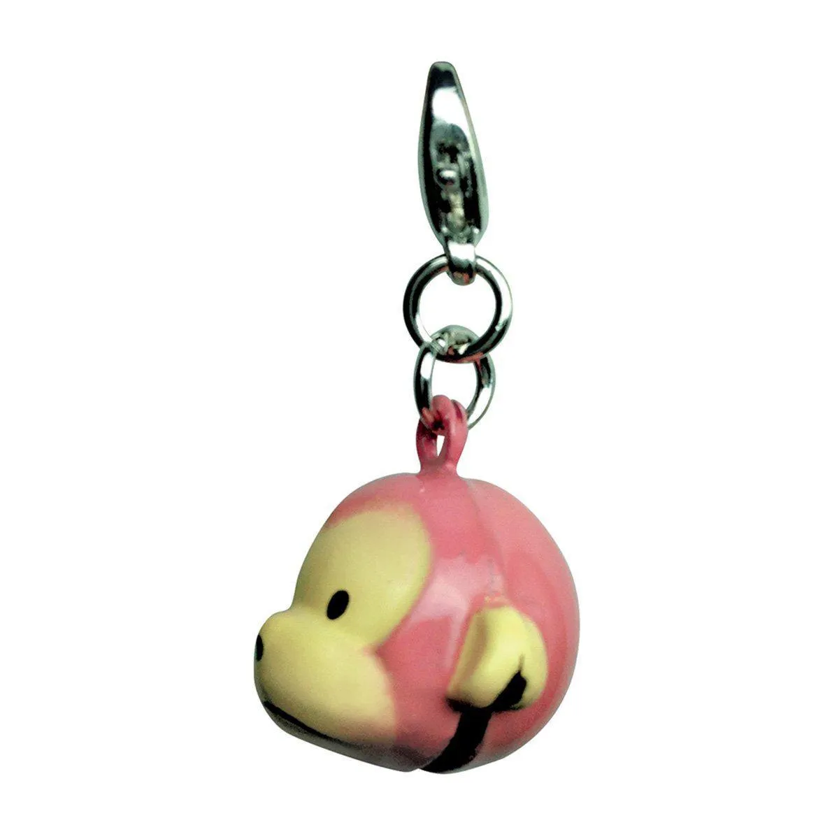 Pink Monkey Metal Jingle Bell Dog Collar Charm
