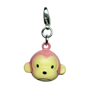 Pink Monkey Metal Jingle Bell Dog Collar Charm