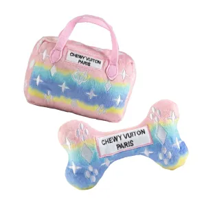 Pink Ombre Chewy Vuiton Dog Toy Bundle