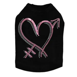 Pink Sequin Heart With Arrow Rhinestone Dog Tank