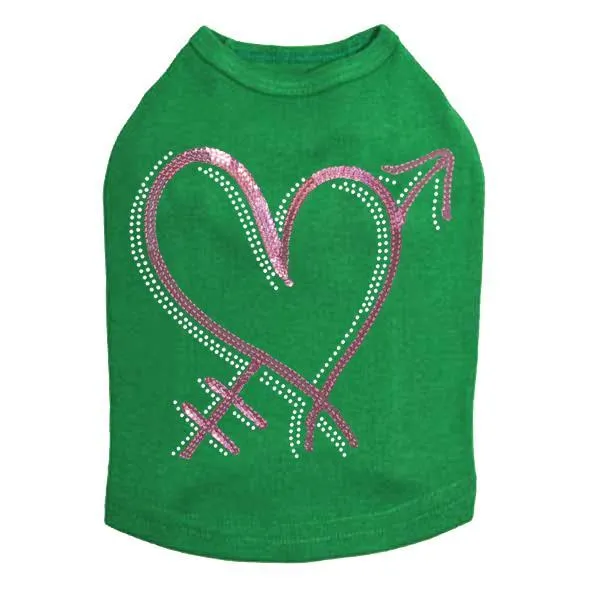 Pink Sequin Heart With Arrow Rhinestone Dog Tank
