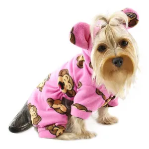 Pink Silly Monkey Fleece Dog Pajamas